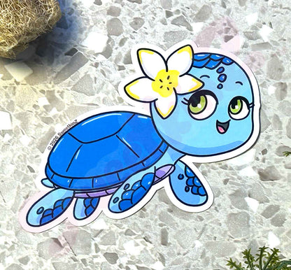 Hawaiian Floral Turtle Sticker