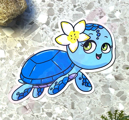 Hawaiian Floral Turtle Sticker